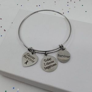 Womens Stainless Steel Awareness Survivor Charm Bracelets